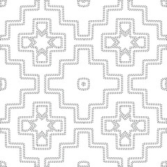  Geometric vector pattern with triangular elements. Seamless abstract ornament for wallpapers and backgrounds. Black and white colors.