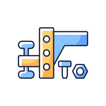 recommend clip art: Trailer towing equipment RGB color icon. Van mechanism. Car transmission. Roadtrip gear. Automobile tools for nomadic lifestyle. Camping trip necessities for traveler. Isolated vector illustration