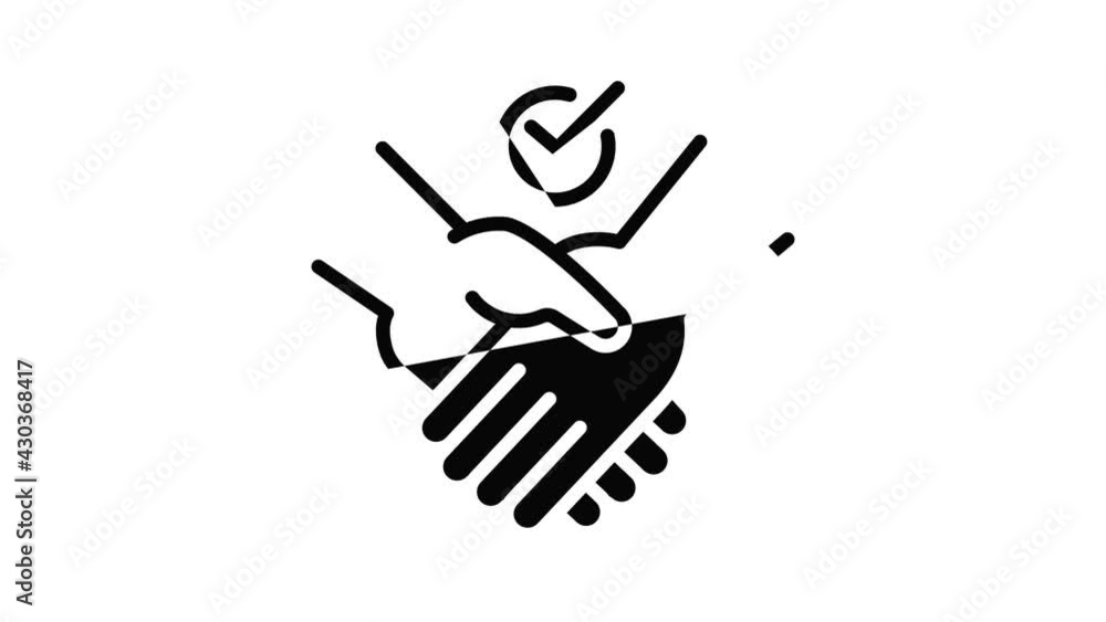 Poster frienship handshake icon animation outline best object on white background