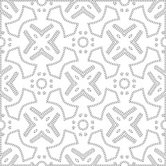  Geometric vector pattern with triangular elements. Seamless abstract ornament for wallpapers and backgrounds. Black and white colors.