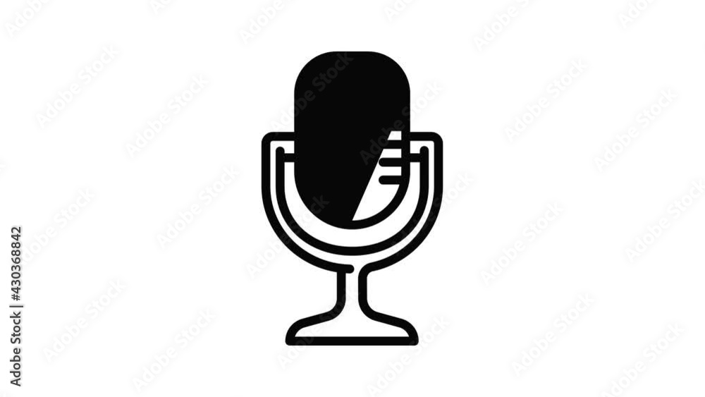 Poster studio microphone icon animation outline best object on white background