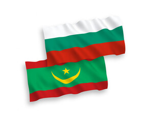 Obraz premium Flags of Islamic Republic of Mauritania and Bulgaria on a white background