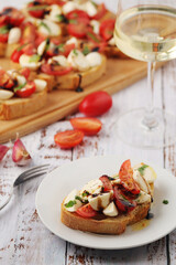 Italian bruschetta with tomatoes and mozzarella
