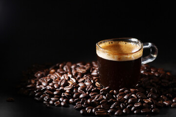 A cup with black coffee