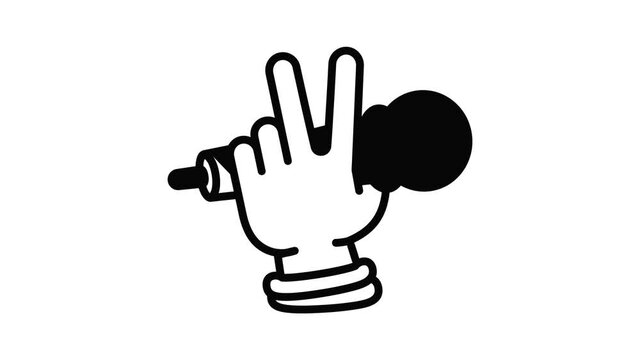 Hiphop singer microphone icon animation outline best object on white background
