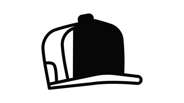 Hiphop baseball cap icon animation outline best object on white background