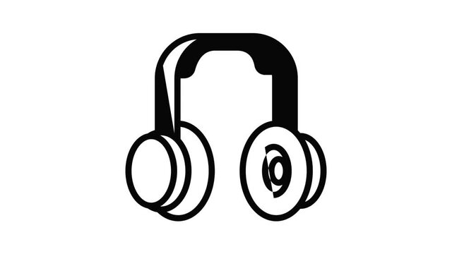 Rapper headphones icon animation outline best object on white background