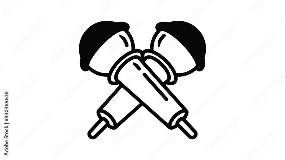 Poster crossed microphone icon animation outline best object on white background