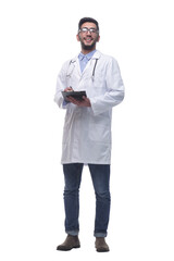 attending physician with clipboard . isolated on a white background.