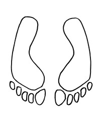 Obraz premium Traces of People. Сontour of Footprints. Hand Drawing. Doodle Style