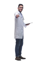 attending doctor with the clipboard pointing at you .