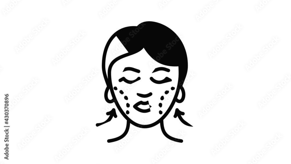 Poster chin face correction icon animation outline best object on white background
