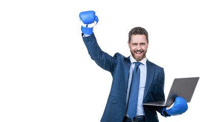 victory. sport bets and gambling online. businessman has online conversation