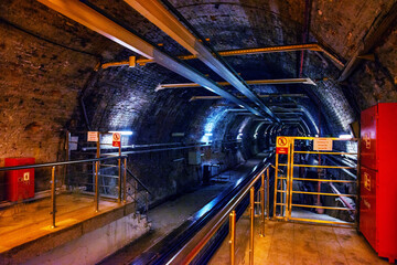 ISTANBUL, TURKEY: View of the Tunel, world's second oldest underground railway metro on the subway...
