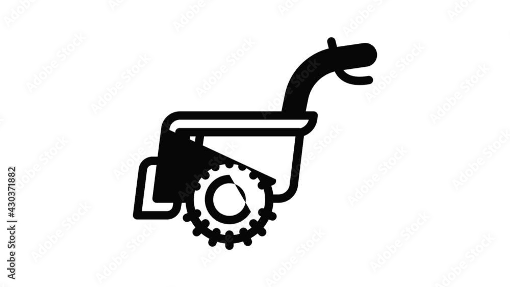 Poster walk-behind tractor icon animation outline best object on white background