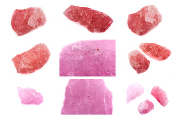 Collection of stone mineral pink quartz