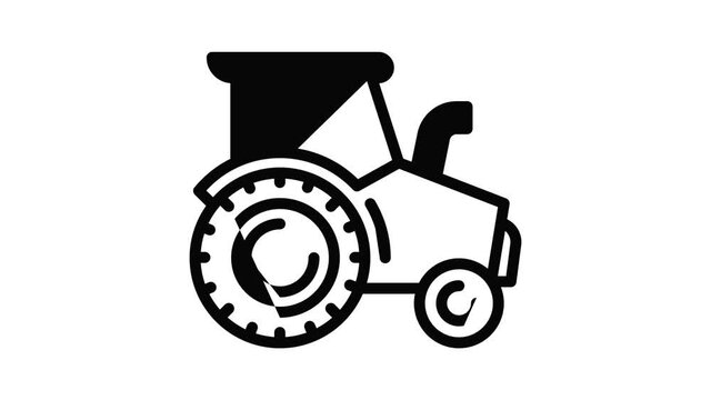 Heavy tractor icon animation outline best object on white background