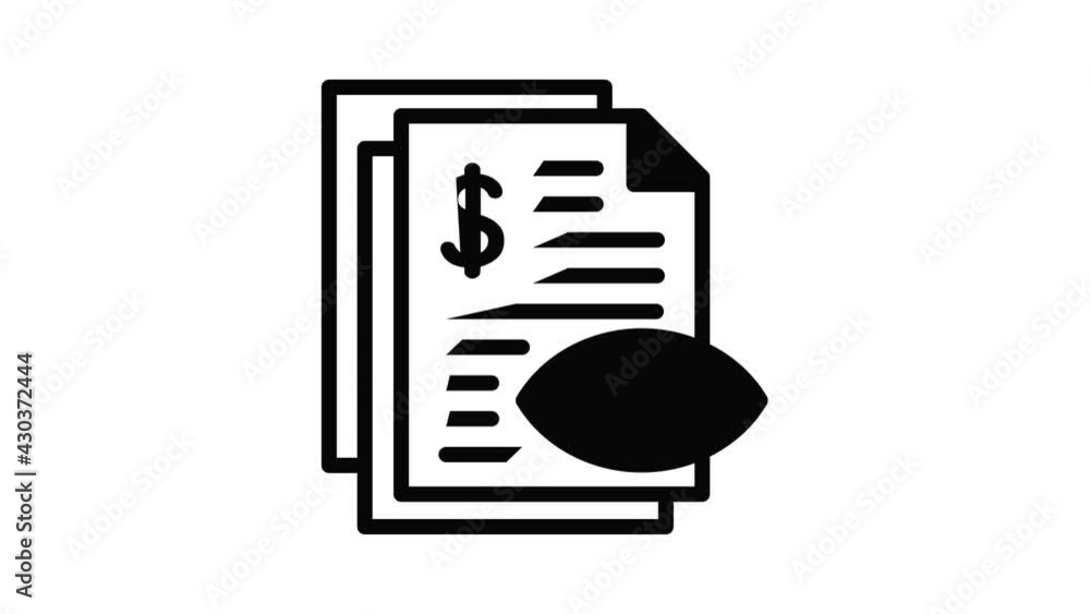Poster calculate money paper icon animation outline best object on white background