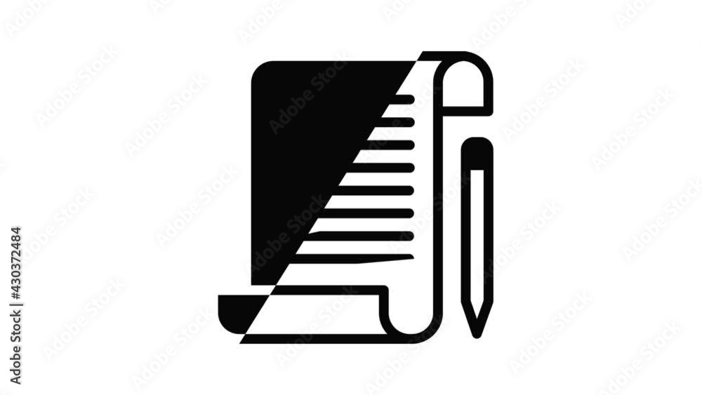 Poster payroll paper icon animation outline best object on white background