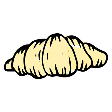 recommend clip art: A hand-drawn croissant in the doodle style. Hand-drawn croissant icon