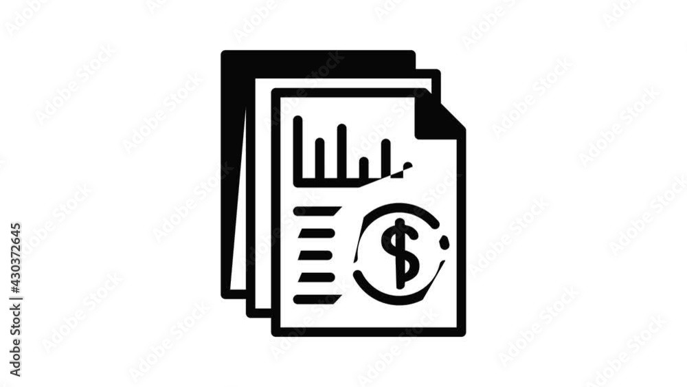 Poster accounting paper icon animation outline best object on white background