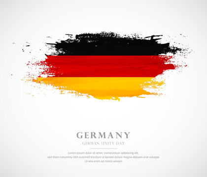 Abstract watercolor brush stroke flag for german unity day of Germany