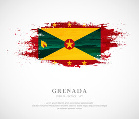 Abstract watercolor brush stroke flag for independence day of Grenada