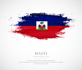 Abstract watercolor brush stroke flag for independence day of Haiti