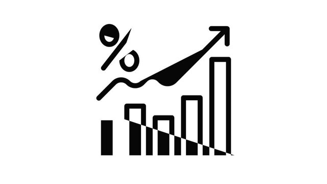 Graph chart finance icon animation outline best object on white background