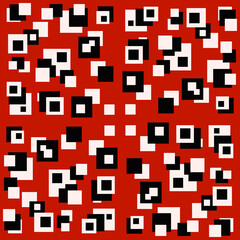 Red bakground and black or white squares, Avant garde background.