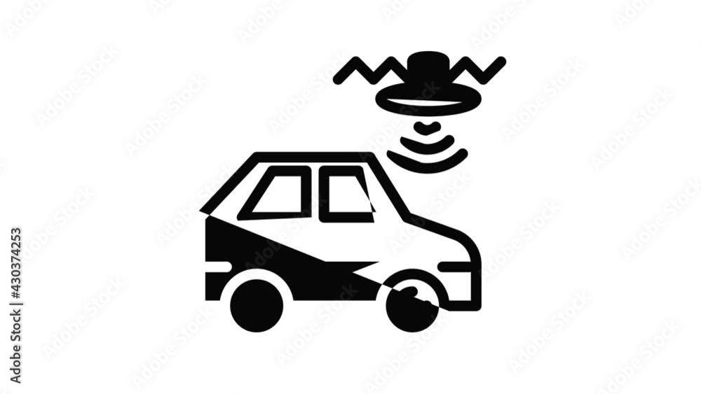 Aufkleber robotic car and drone icon animation outline best object on white background
