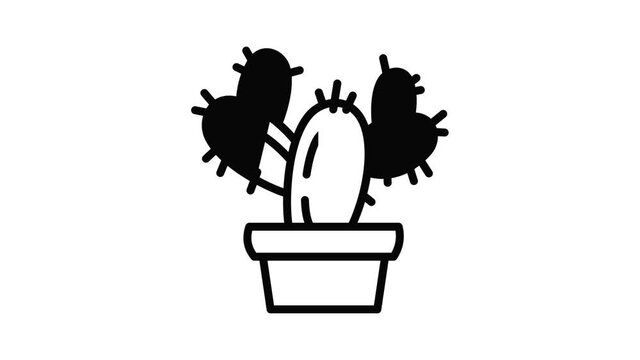 Cactus pot icon animation outline best object on white background
