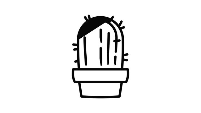 Cactus houseplant icon animation outline best object on white background