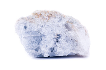 macro mineral celestite stone on a white background