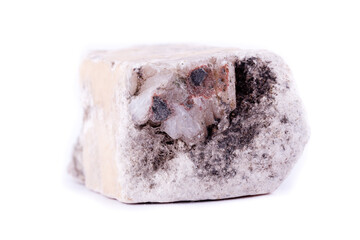 macro mineral phlogopite stone on a white background