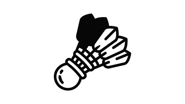 Shuttlecock icon animation outline best object on white background