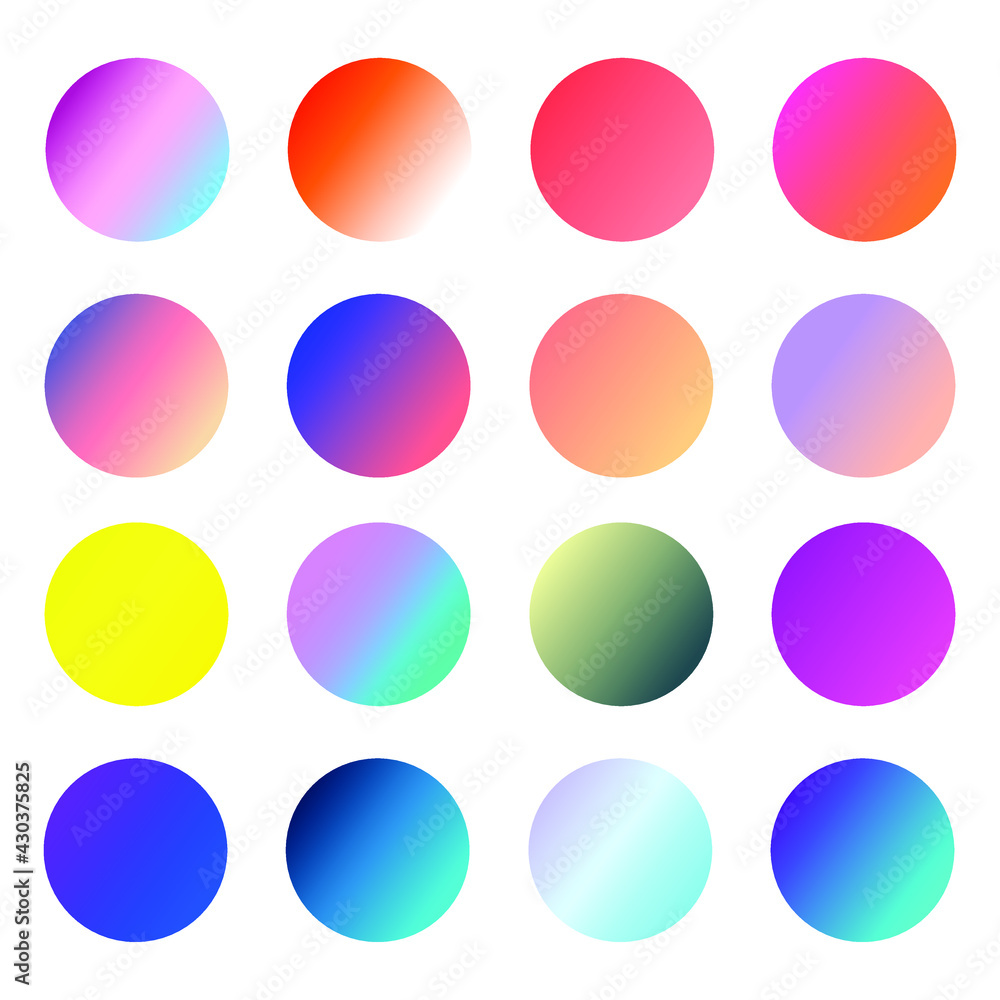 Poster set of round vector gradient. multicolor sphere. modern abstract background texture. template for de