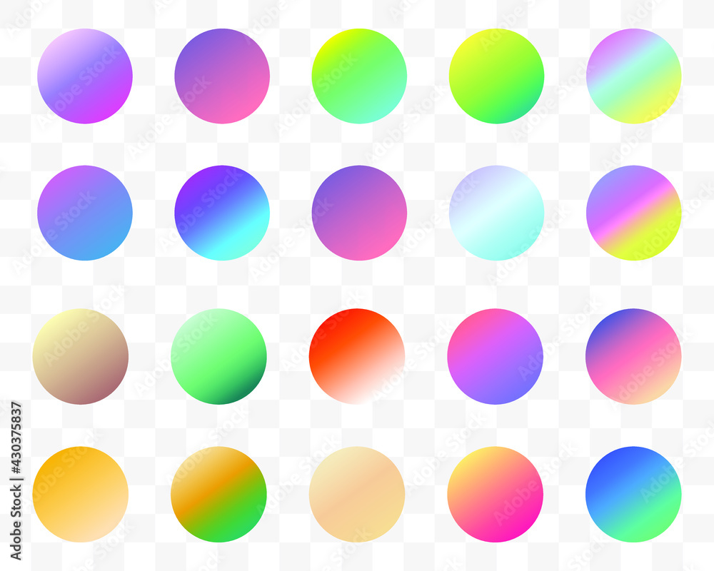 Poster set of round vector gradient. multicolor sphere. modern abstract background texture. template for de