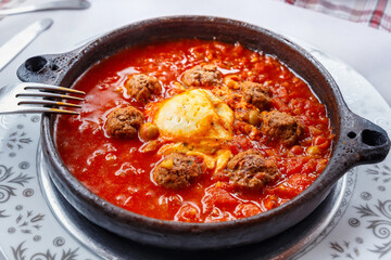 Tajine in Morocco. One of the famous types of Moroccan national cuisine.