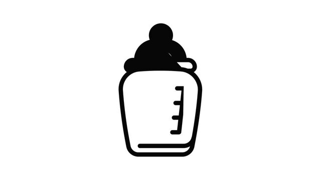 Baby milk bottle icon animation outline best object on white background