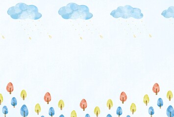 雨の日の森のフレーム