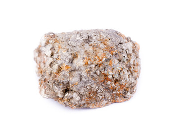 stone macro mineral arsenopyrite on a white background