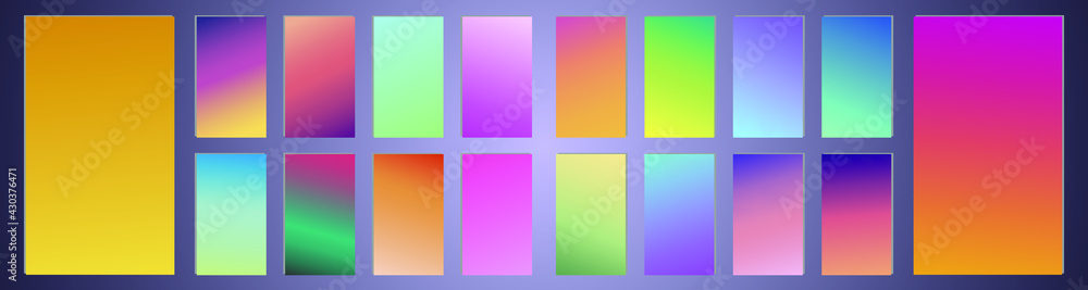 Poster set of modern abstract backgrounds with gradient linear waves. simply geometric template for design
