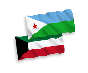 Flags of Republic of Djibouti and Kuwait on a white background