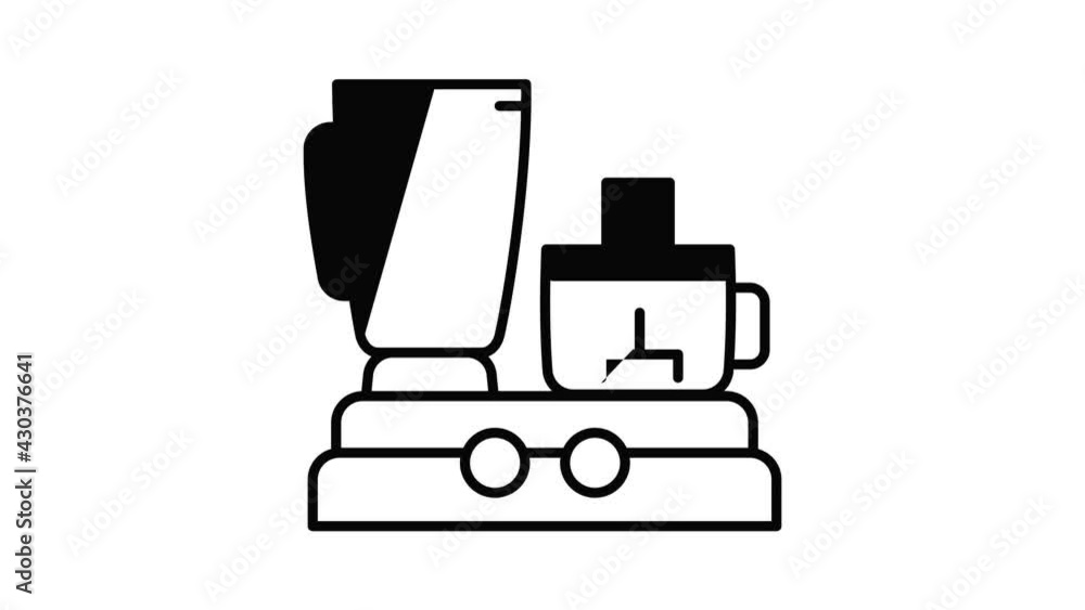 Poster food processor icon animation outline best object on white background