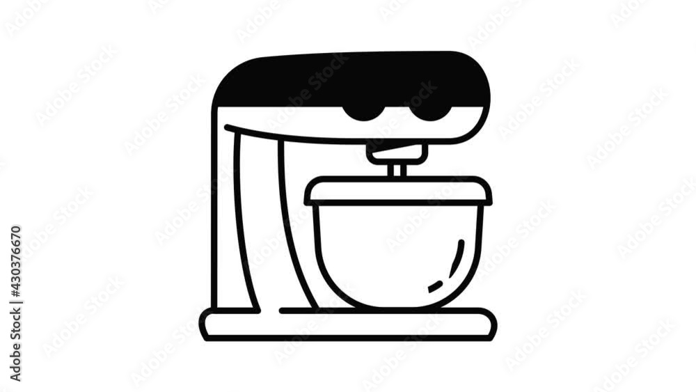 Poster cook food processor icon animation outline best object on white background