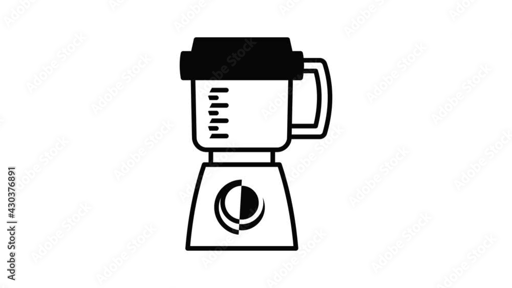 Poster modern food processor icon animation outline best object on white background