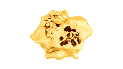 Splash of gold. Isolated on a white background. Golden paint or gel splash illustration. 3d rendering.