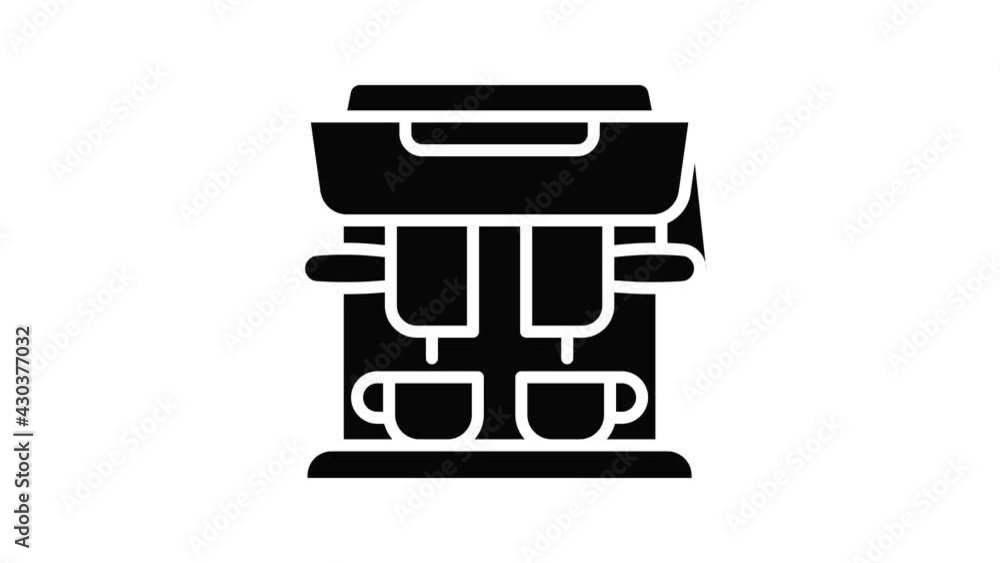 Poster coffee machine icon animation outline best object on white background