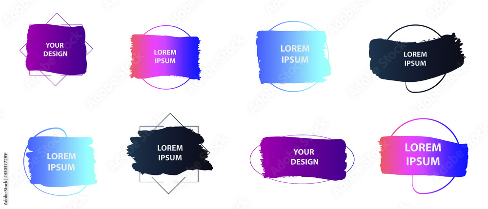 Poster set of modern abstract graphic elements. gradient abstract banners with different shapes. template f